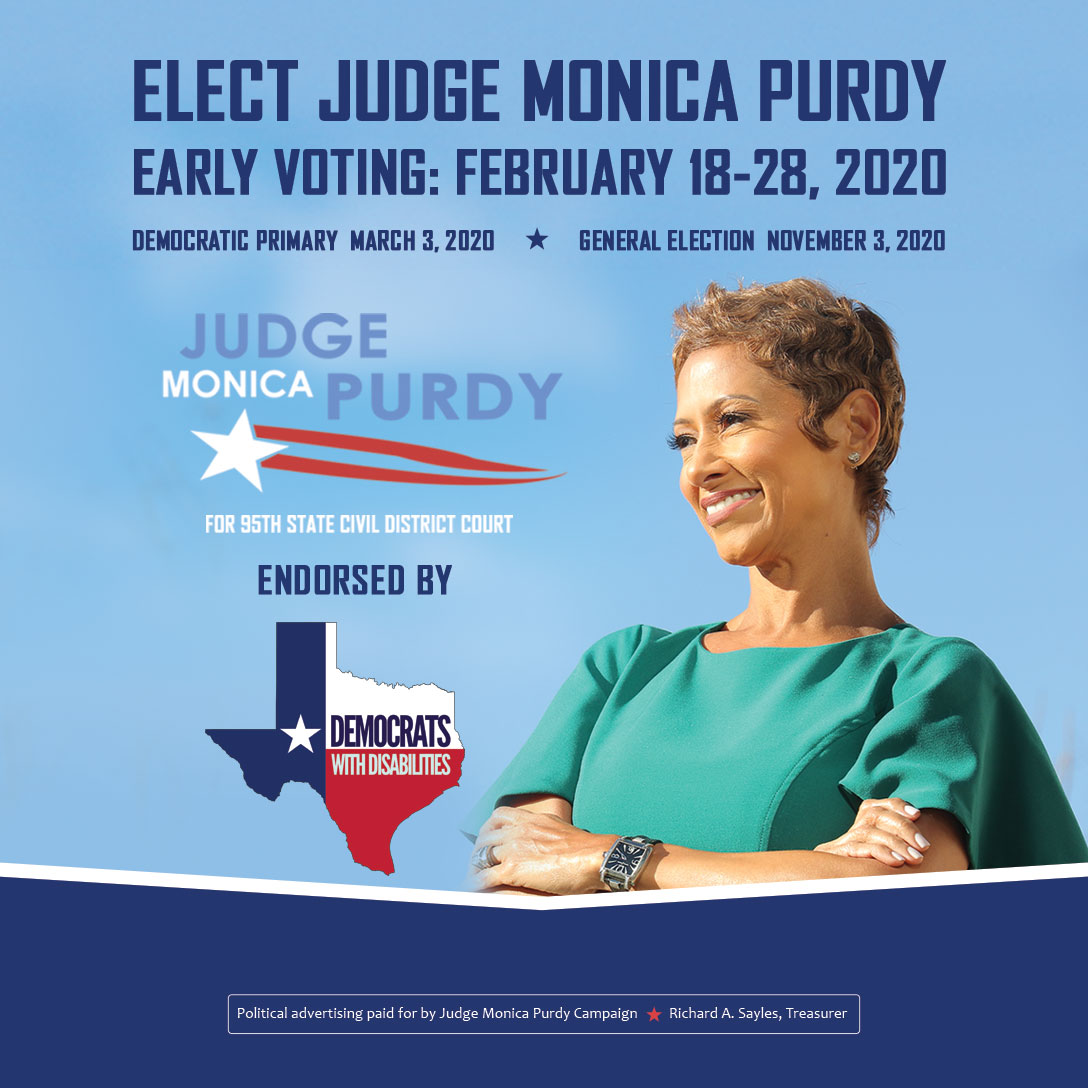 Judge Monica Purdy endorsed by Texas Democrats with Disabilities ...
